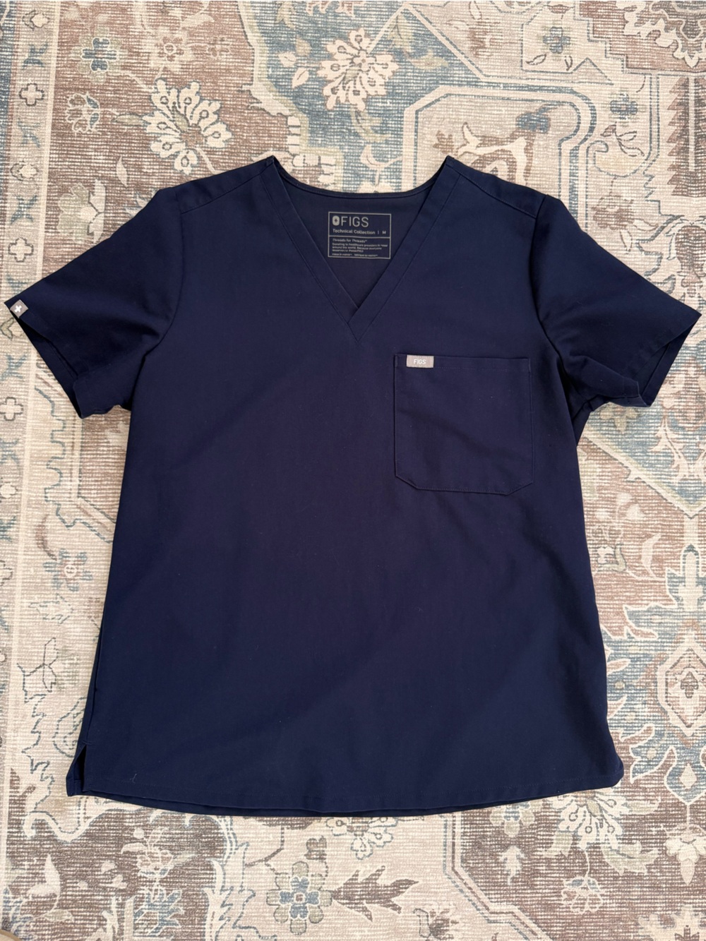 Figs Navy Blue Catarina Scrub Top Medium